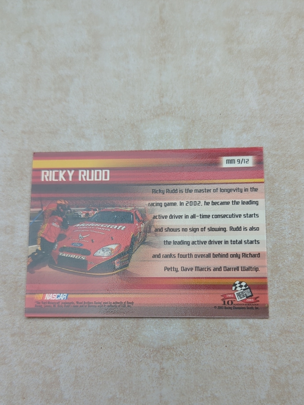 2003 Press Pass VIP Ricky Rudd Mile Master LTD Parallel #104 NM - Picture 3 of 9